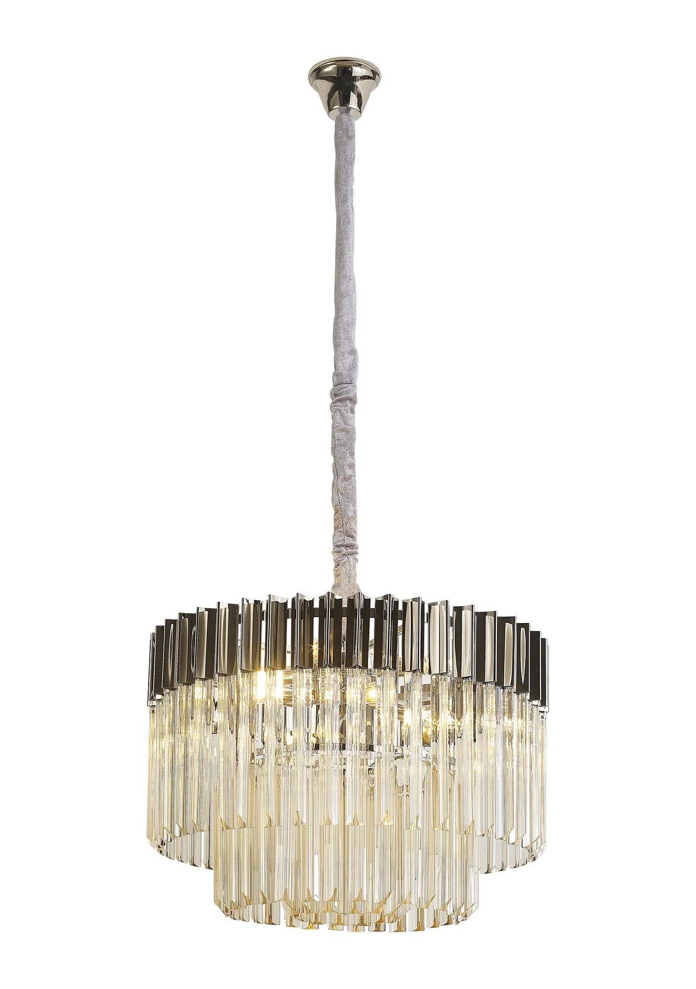 Georgia 8lt Round Pendant - Matt Black/Brass/Polished Nickel
