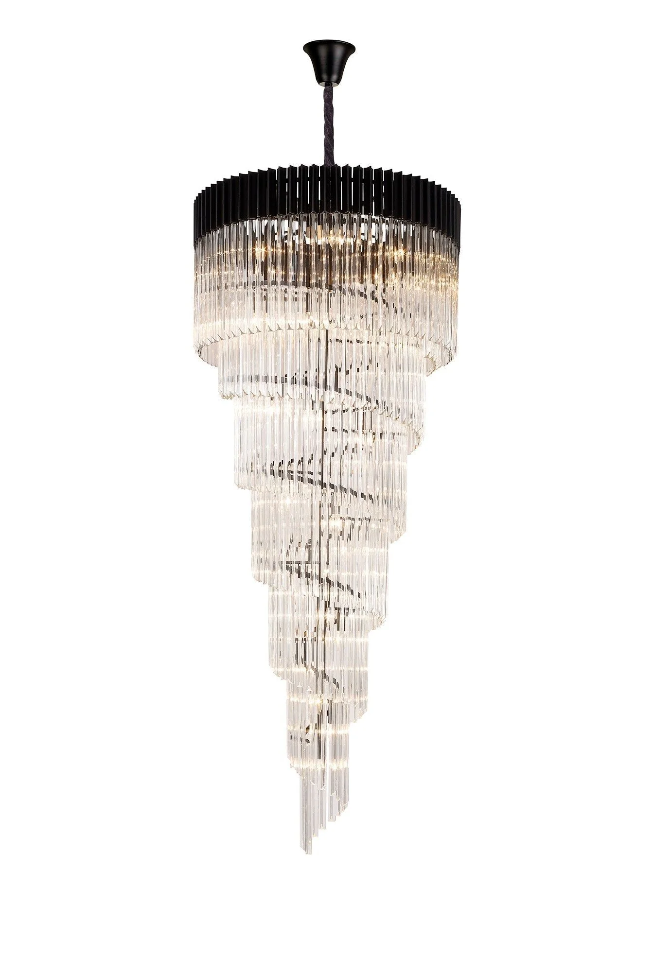 Georgia 7 Tier 31lt Pendant Chandelier, Matt Black/Brass/Polished Nickel - Image 2