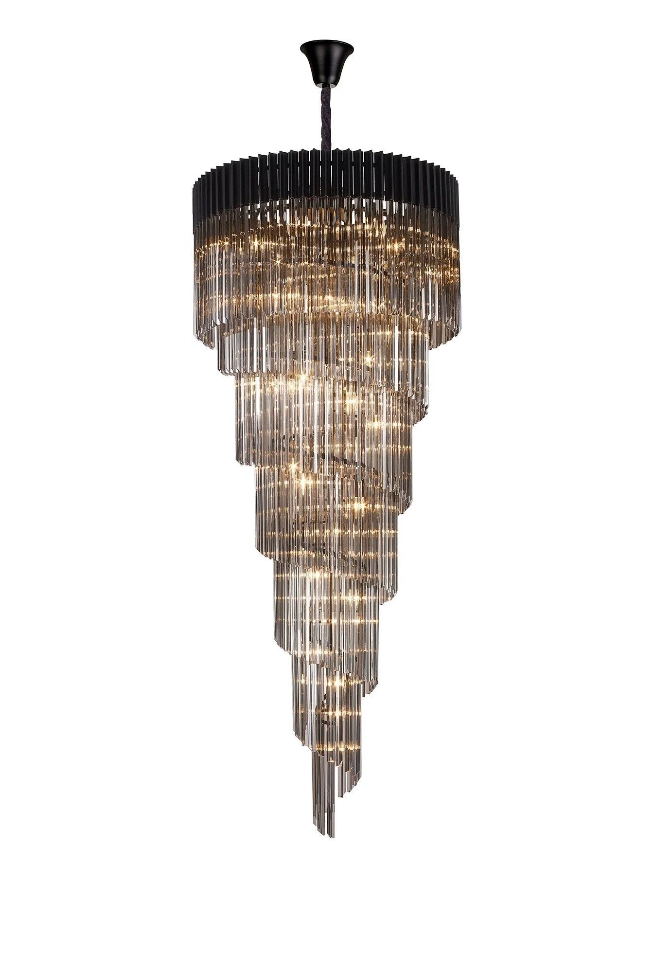 Georgia 7 Tier 31lt Pendant Chandelier, Matt Black/Brass/Polished Nickel - Image 4