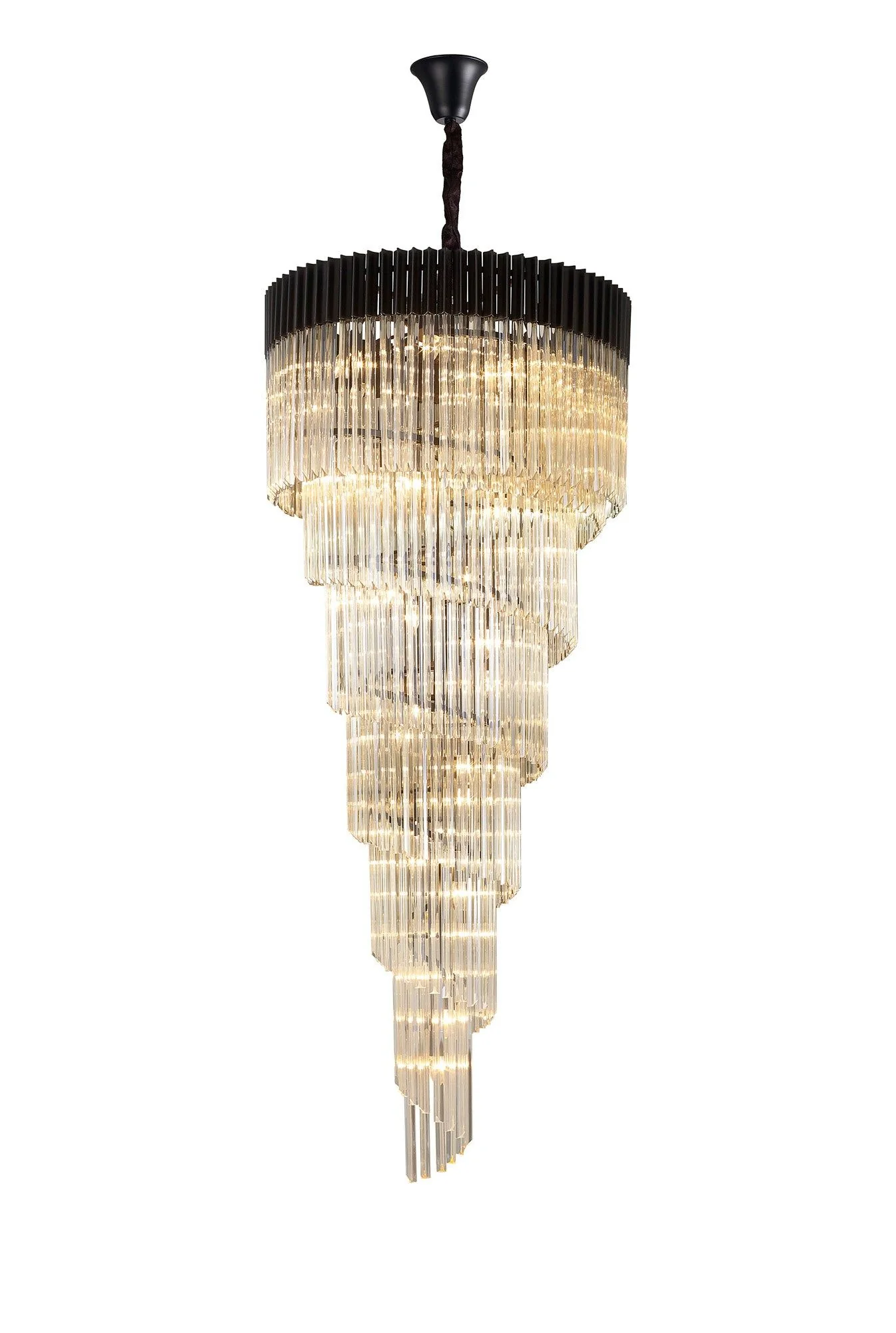 Georgia 7 Tier 31lt Pendant Chandelier, Matt Black/Brass/Polished Nickel - Image 9