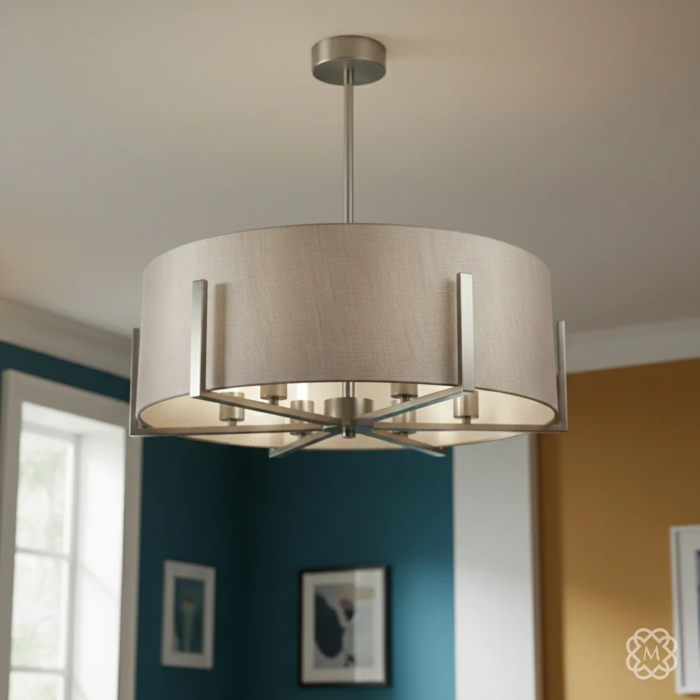 Hadden 6Lt Chandelier- Satin Brass/ Satin Chrome Finishes - Image 3