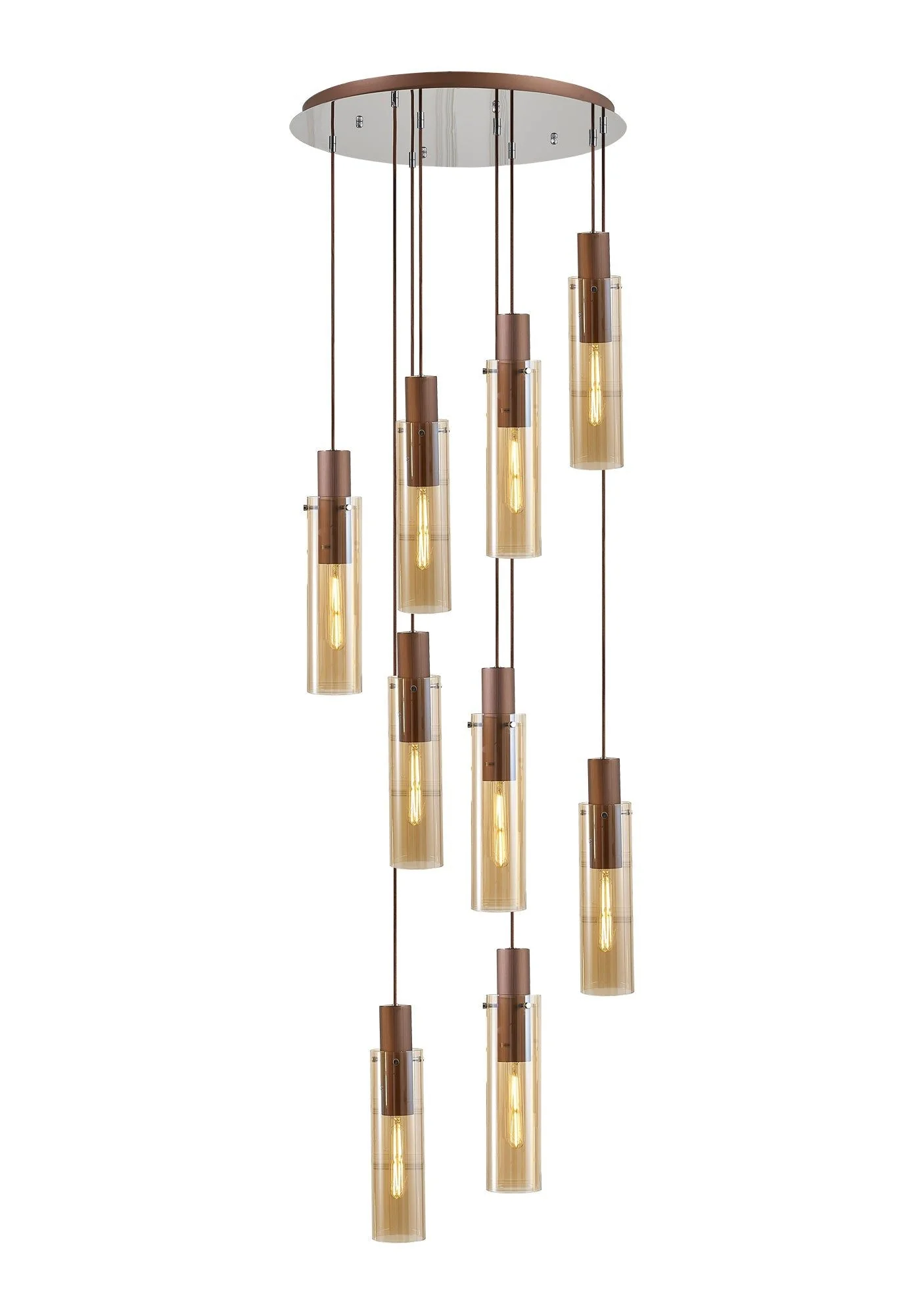 Hailey Slim 9L Double Height/Cluster Ceiling Light E27 With Polished Chrome & Mocha