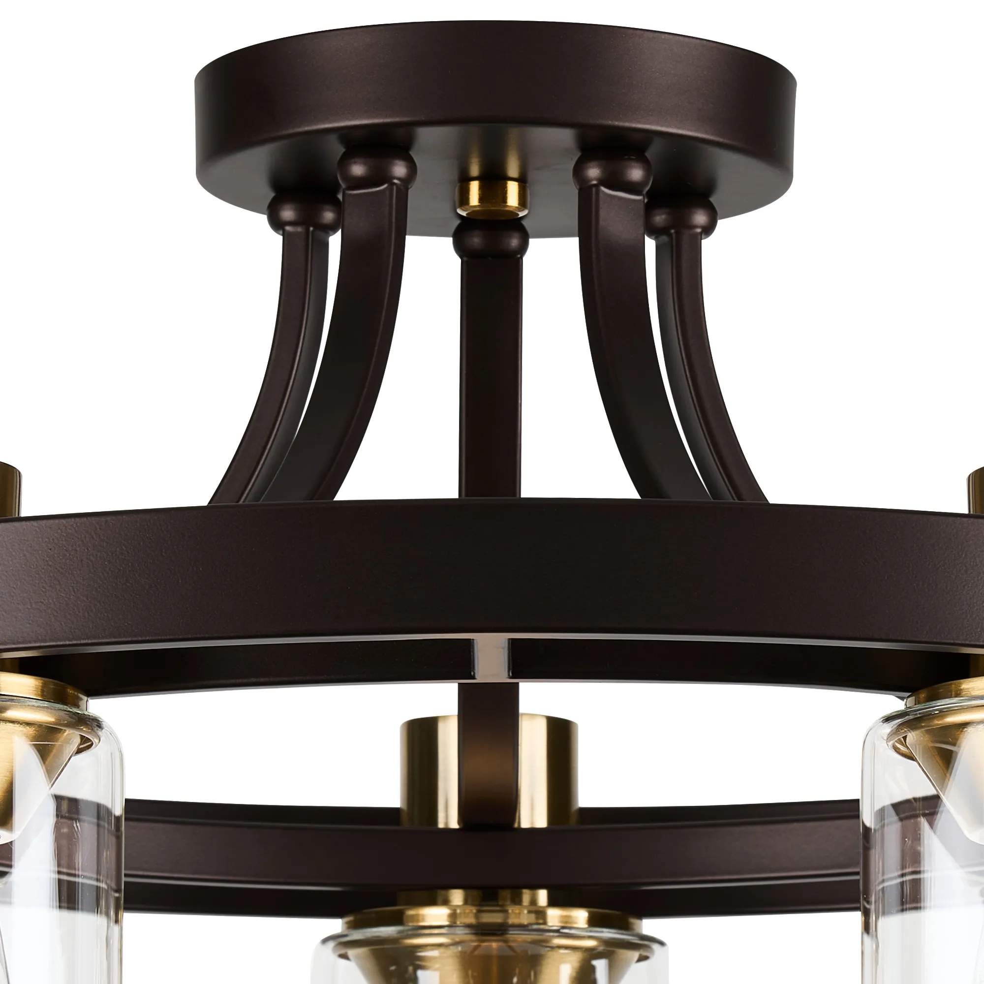 Halo 3/5 Semi Flush Light- Brown Oxide/Gold Bronze With Clear Glass Shades - Image 4