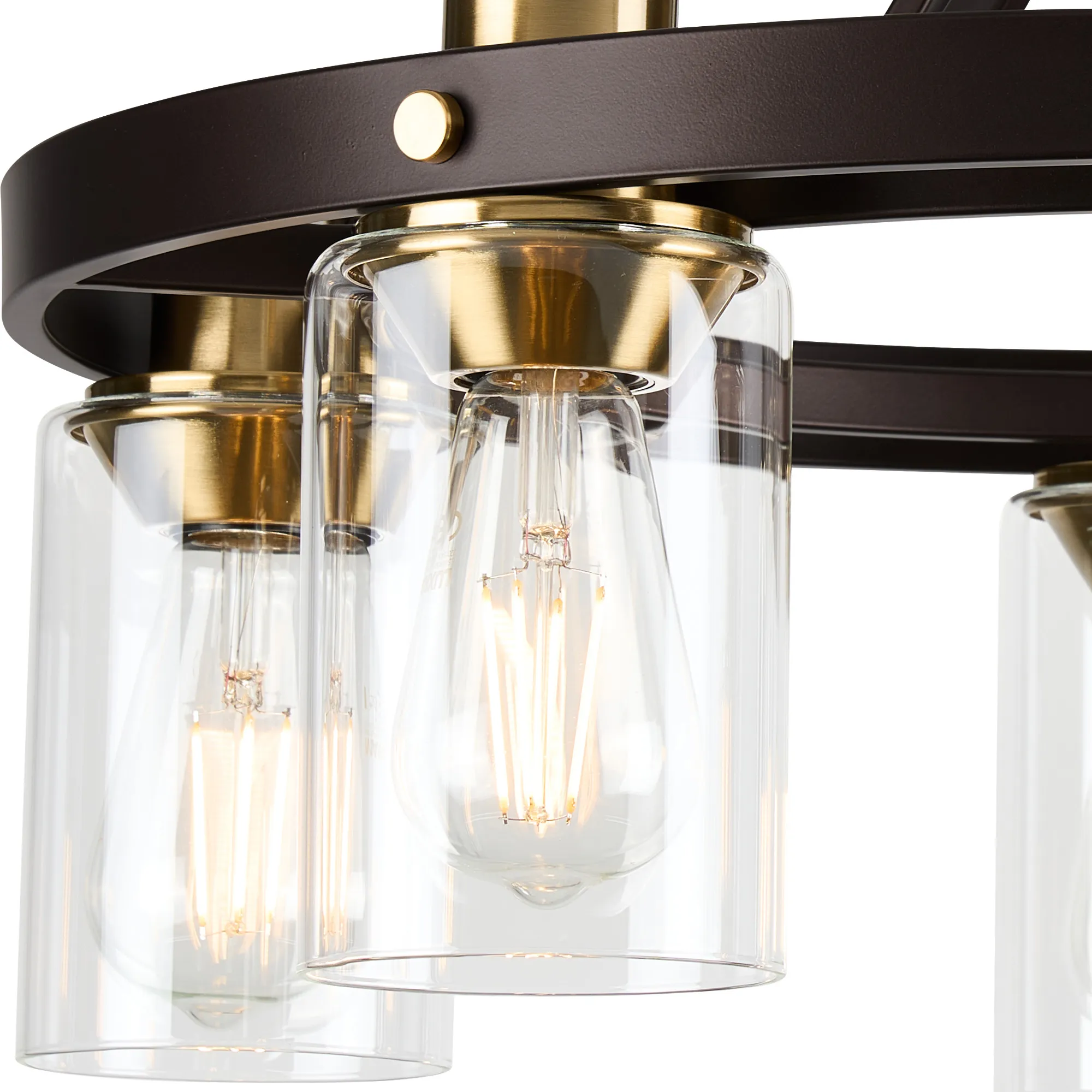 Halo 3/5 Semi Flush Light- Brown Oxide/Gold Bronze With Clear Glass Shades - Image 5