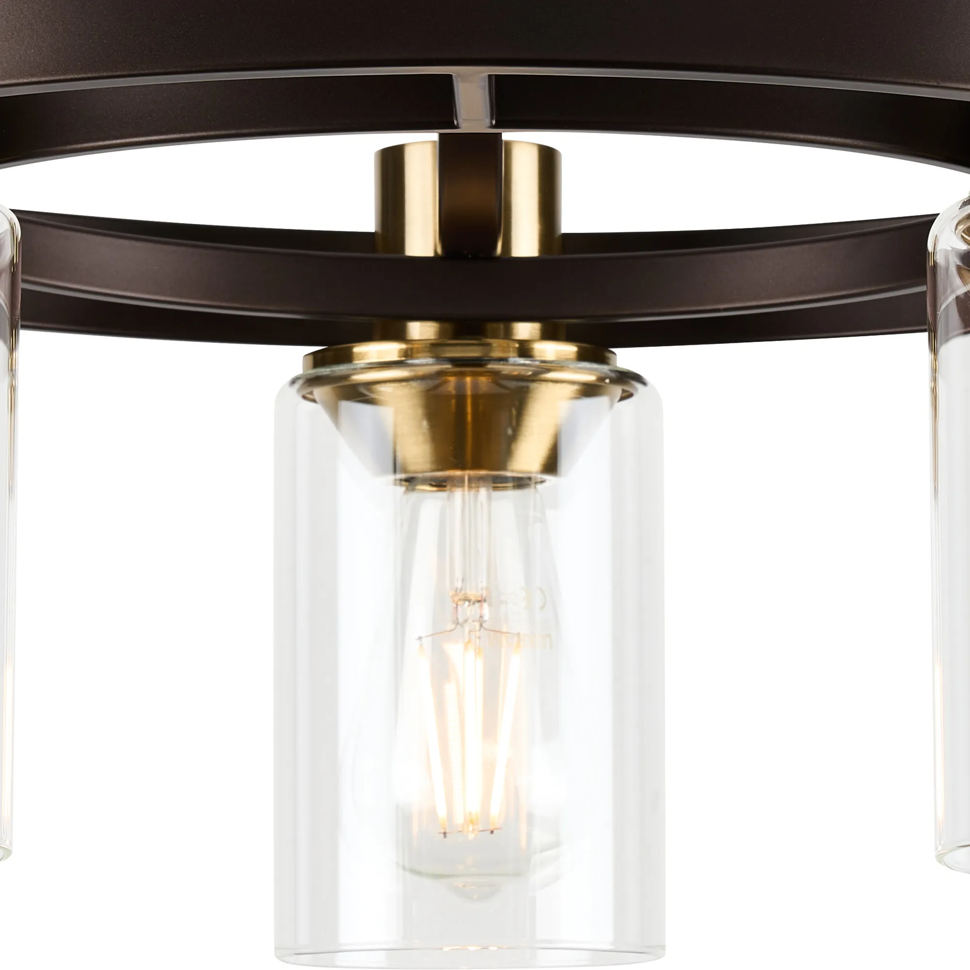 Halo 3/5 Semi Flush Light- Brown Oxide/Gold Bronze With Clear Glass Shades - Image 7