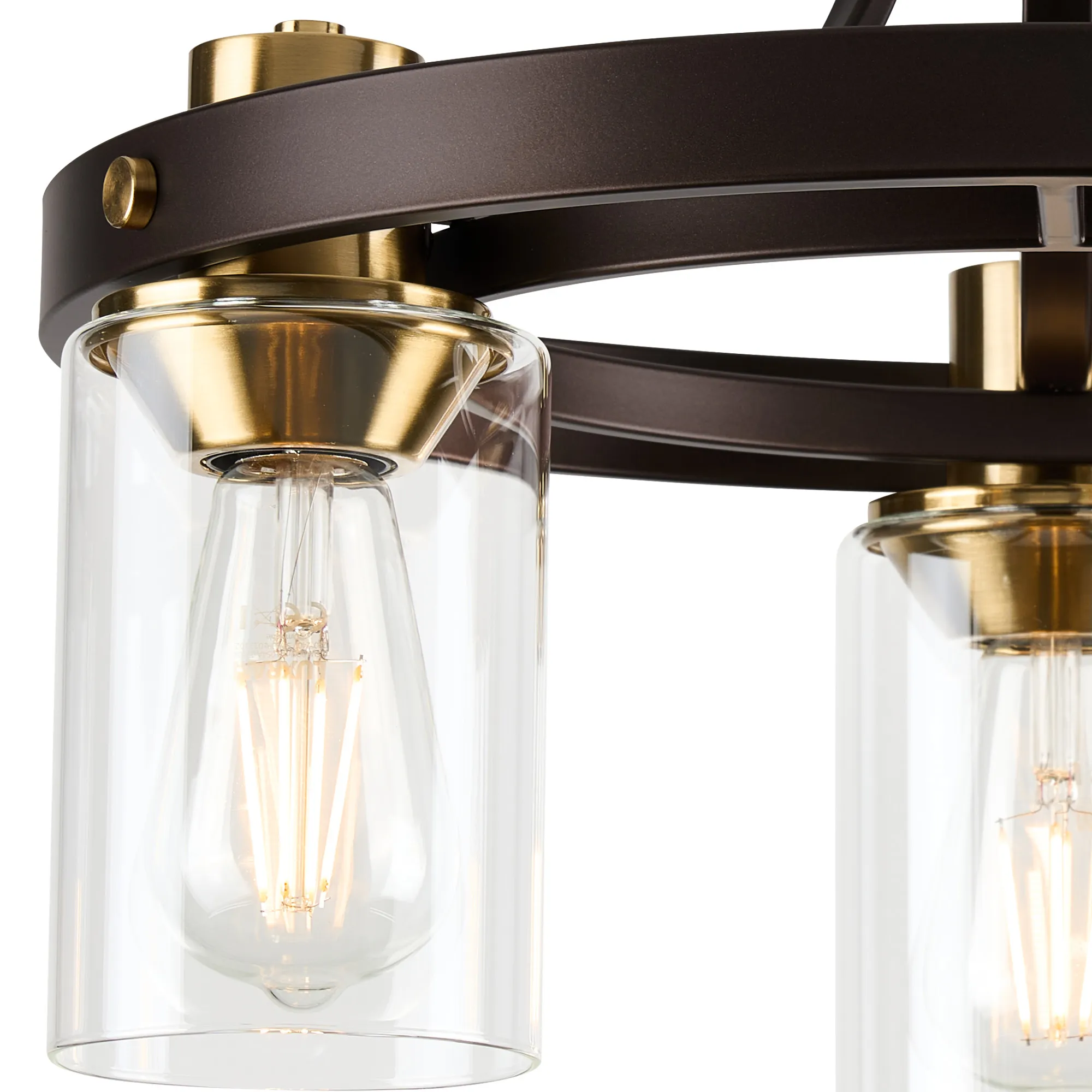 Halo 3/5 Semi Flush Light- Brown Oxide/Gold Bronze With Clear Glass Shades - Image 8