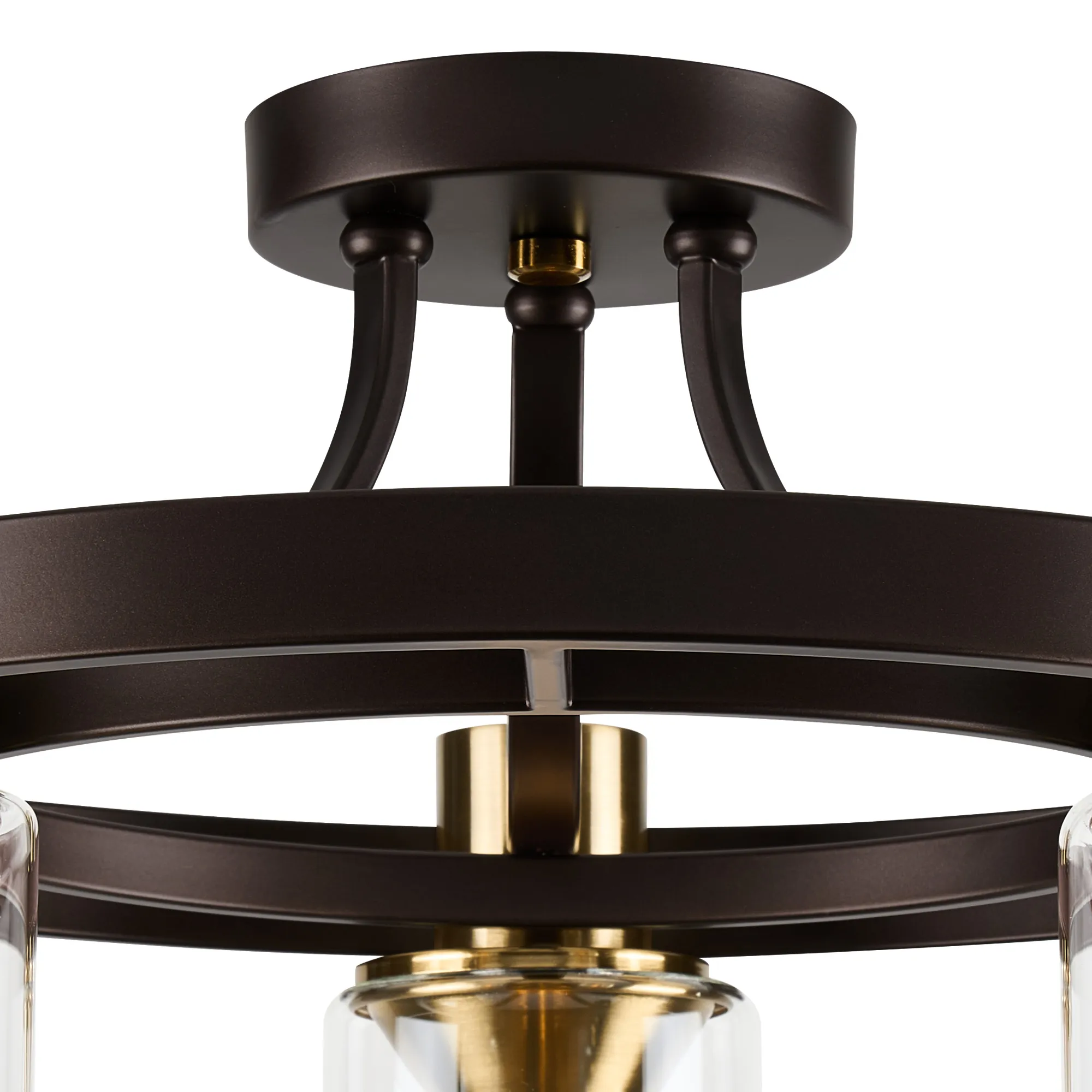 Halo 3/5 Semi Flush Light- Brown Oxide/Gold Bronze With Clear Glass Shades - Image 9