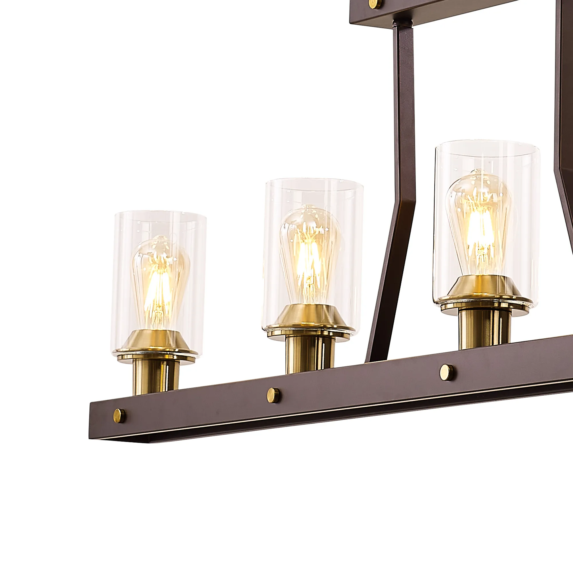 Halo Linear Pendant- Brown Oxide/Gold Bronze With Clear Glass Shades - Image 10