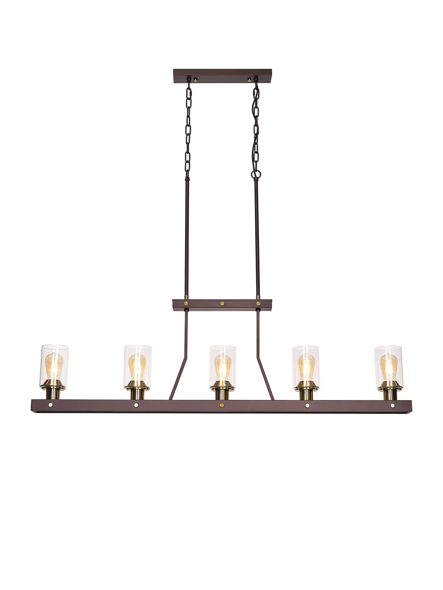 Halo Linear Pendant- Brown Oxide/Gold Bronze With Clear Glass Shades - Image 2