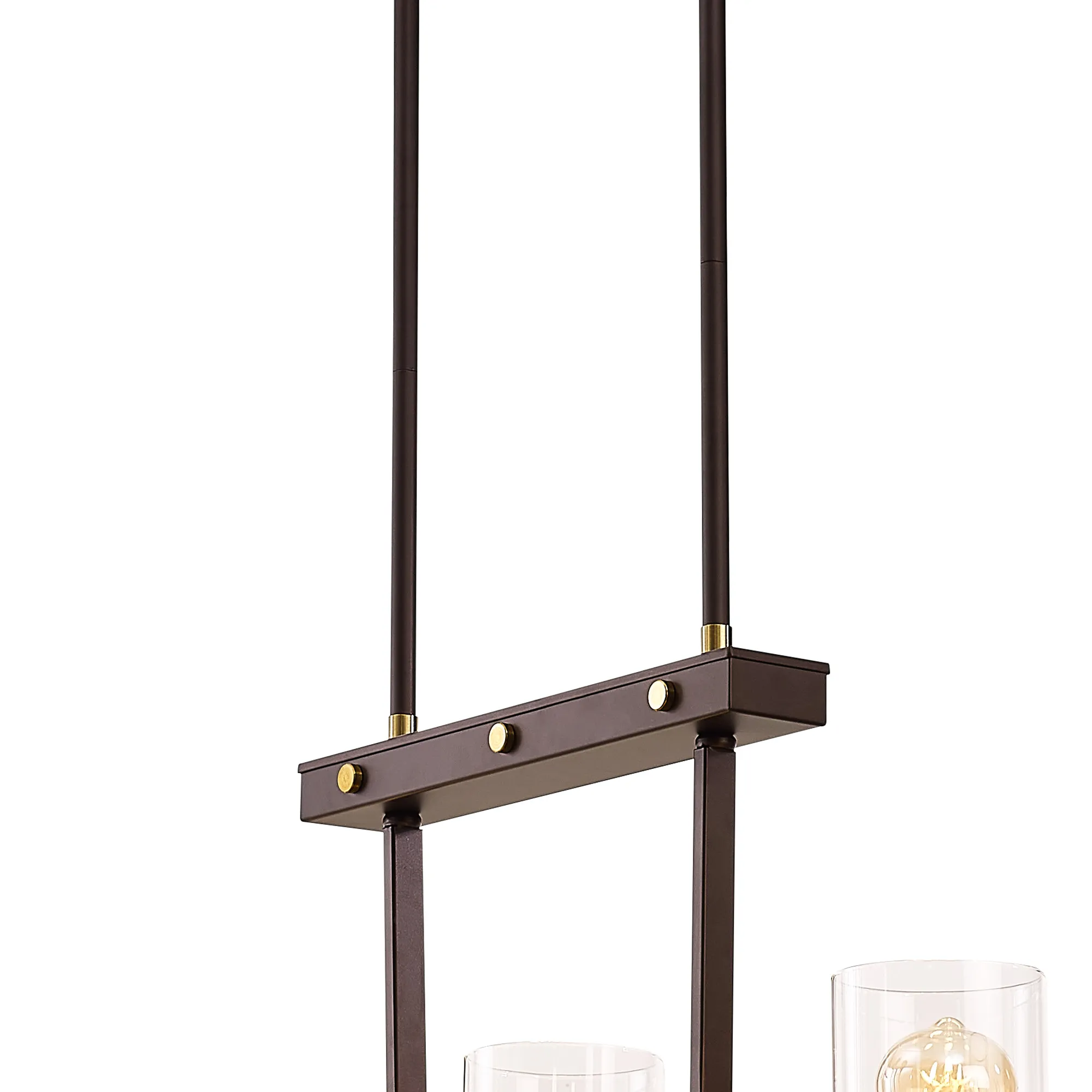 Halo Linear Pendant- Brown Oxide/Gold Bronze With Clear Glass Shades - Image 6