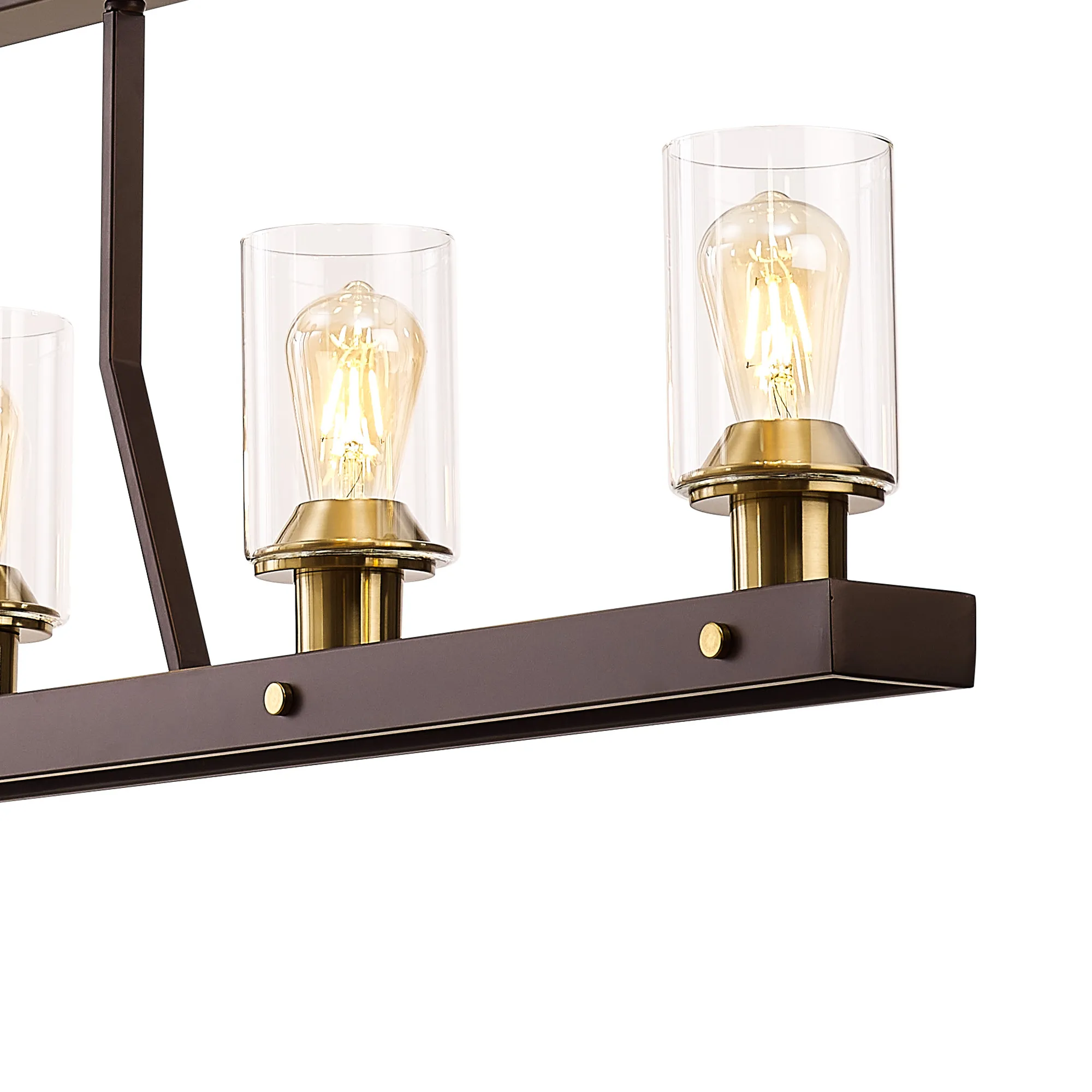 Halo Linear Pendant- Brown Oxide/Gold Bronze With Clear Glass Shades - Image 7