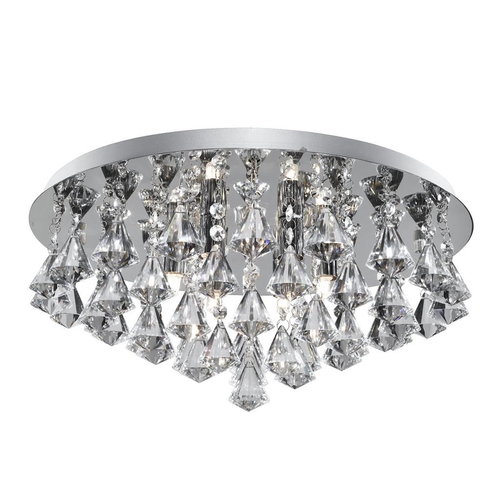 Hanna 6Lt Flush Ceiling Light - Chrome & Clear Finish