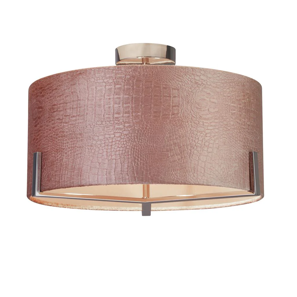Harley Blush Velvet Semi-Flush Ceiling Fitting