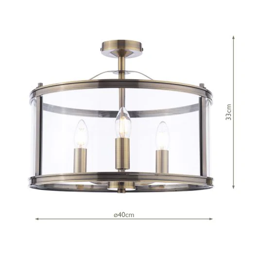 Harrington 3 Light Semi-Flush- Various Finishes - Image 6