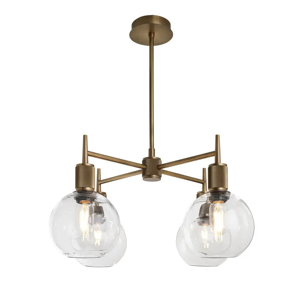 Henley 4 Arm Pendant Light - Glass Globe 7 Inch Shade