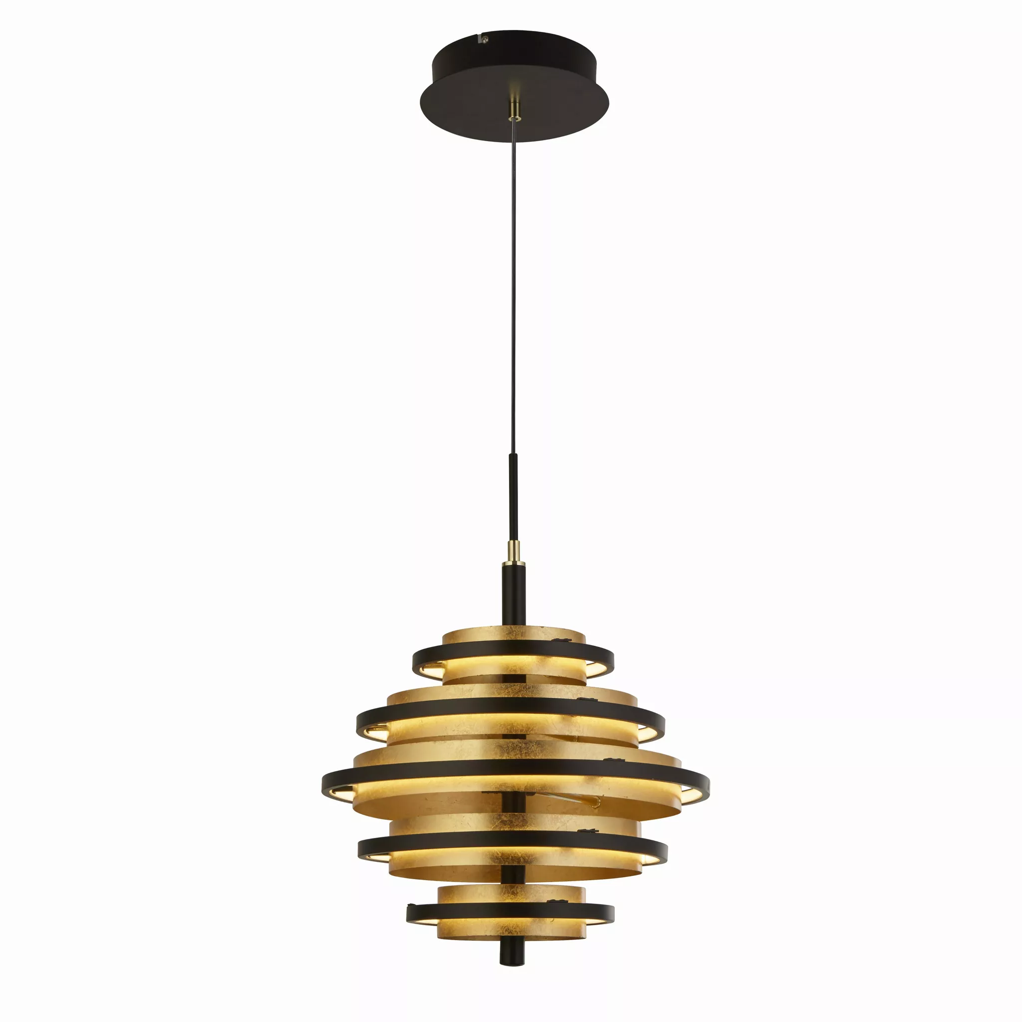 Hive 5Lt Pendant - Black Metal & Gold Leaf