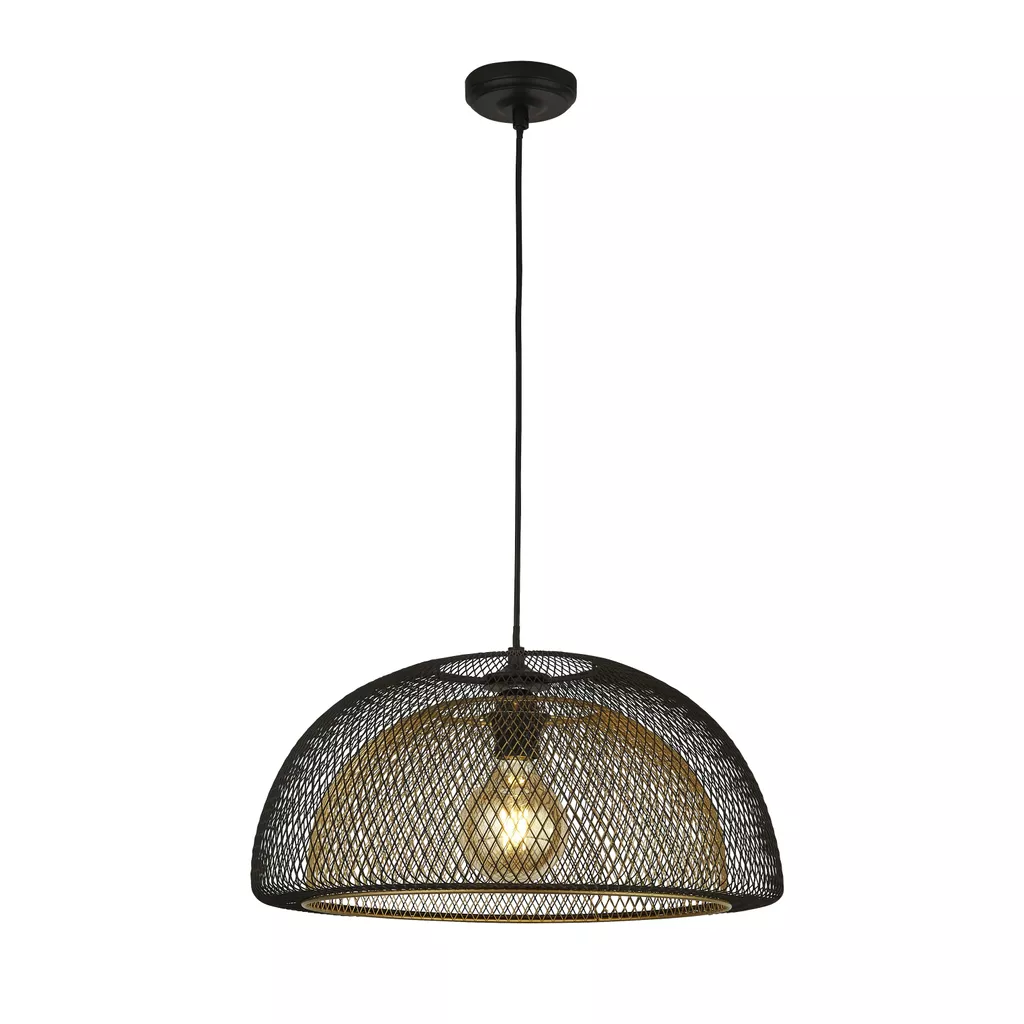 Honeycomb Pendant - Black Metal & Gold Mesh