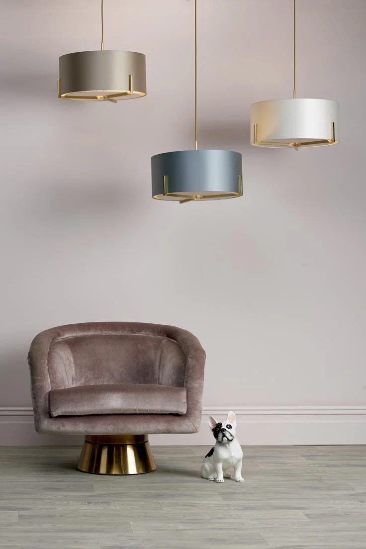 Huxley 3 Light Pendant Satin Gold/Satin Chrome With Bespoke Shade - Image 7
