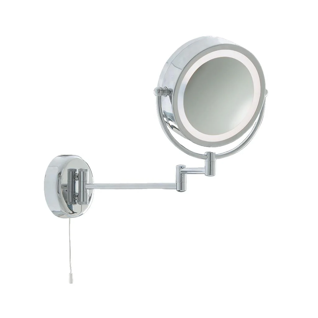 Illuminating Bathroom Mirror With Swing Arm - Chrome, IP44