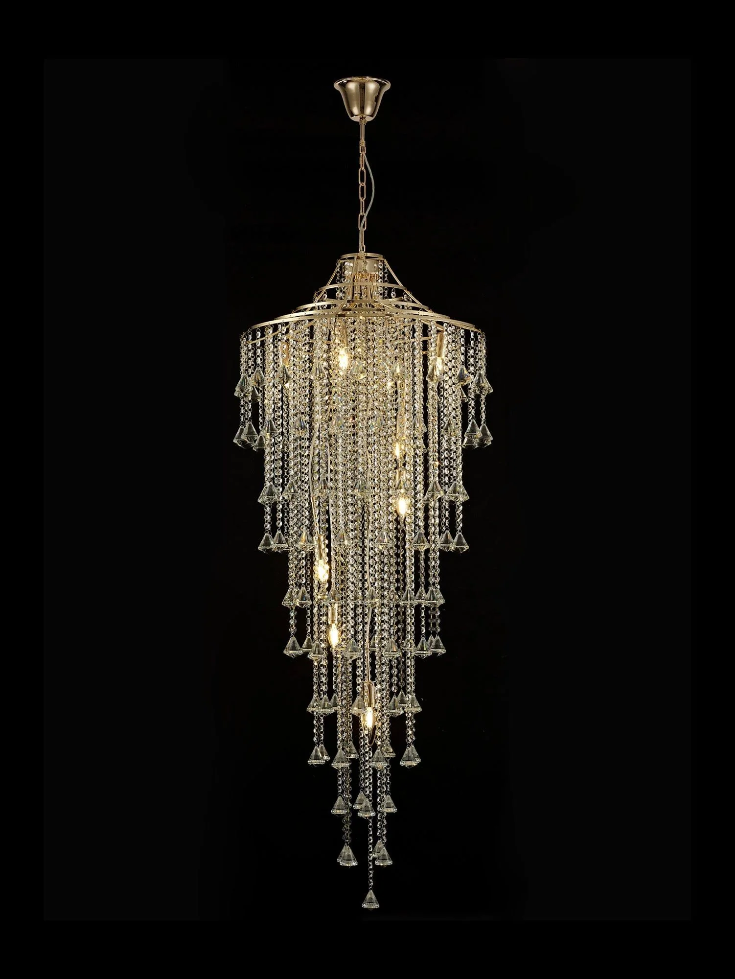 Inina Tall Pendant 9 Light - French Gold/Polished Chrome Finish