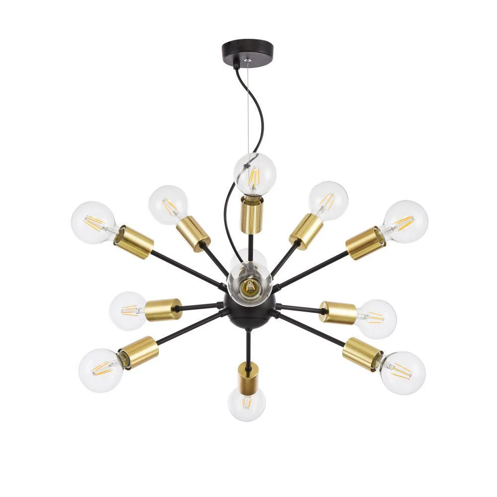 Jackson 12Lt Pendant Lamp - Gold & Black