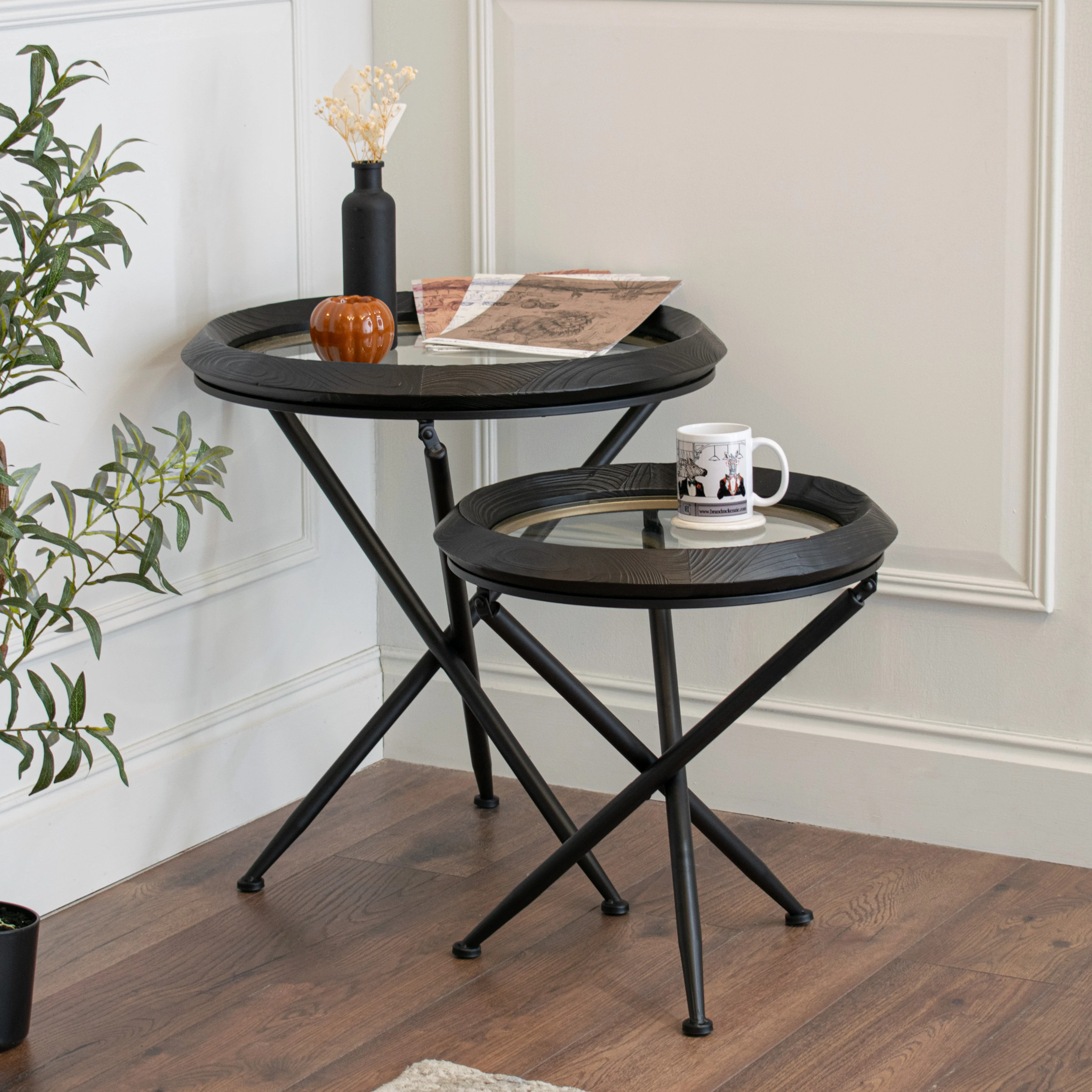Jemima Side Tables - Black & Glass - Image 2