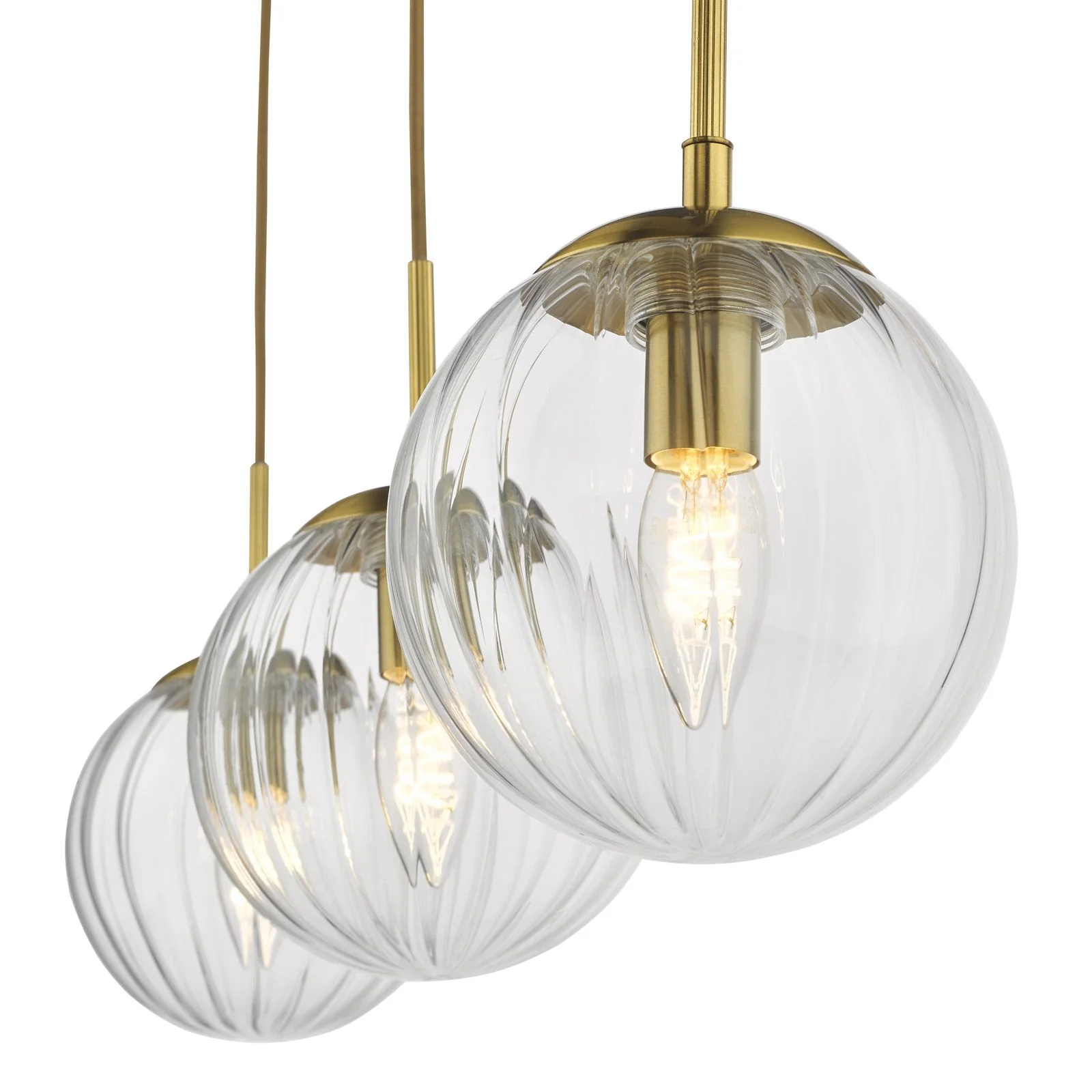 Jocelyn 3 Light Bar Pendant Light-  Natural Brass and Glass - Image 3