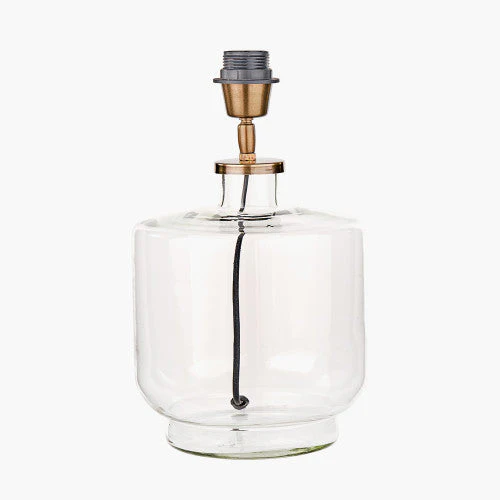 Josie Clear Glass and Antique Brass Metal Large Table Lamp Base - Image 2