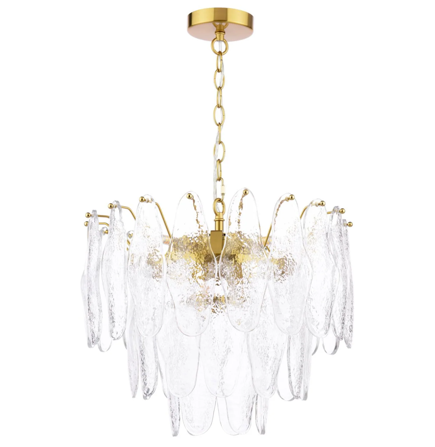 Kimmia 6 Light Pendant- Natural Brass and Textured Glass
