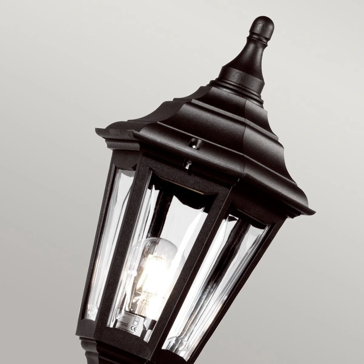 Kinsale 1 Light  Pillar Lantern - Black IP44 E27 - Image 6