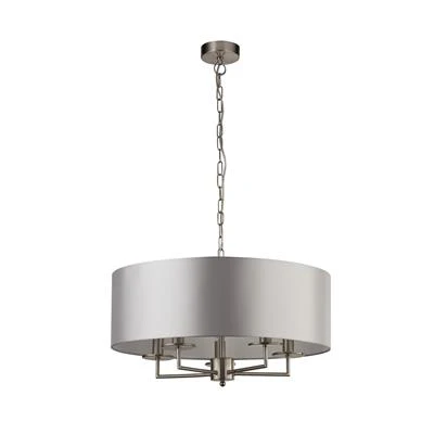 Knightsbridge 5Lt Pendant - Antique Brass & Satin Silver