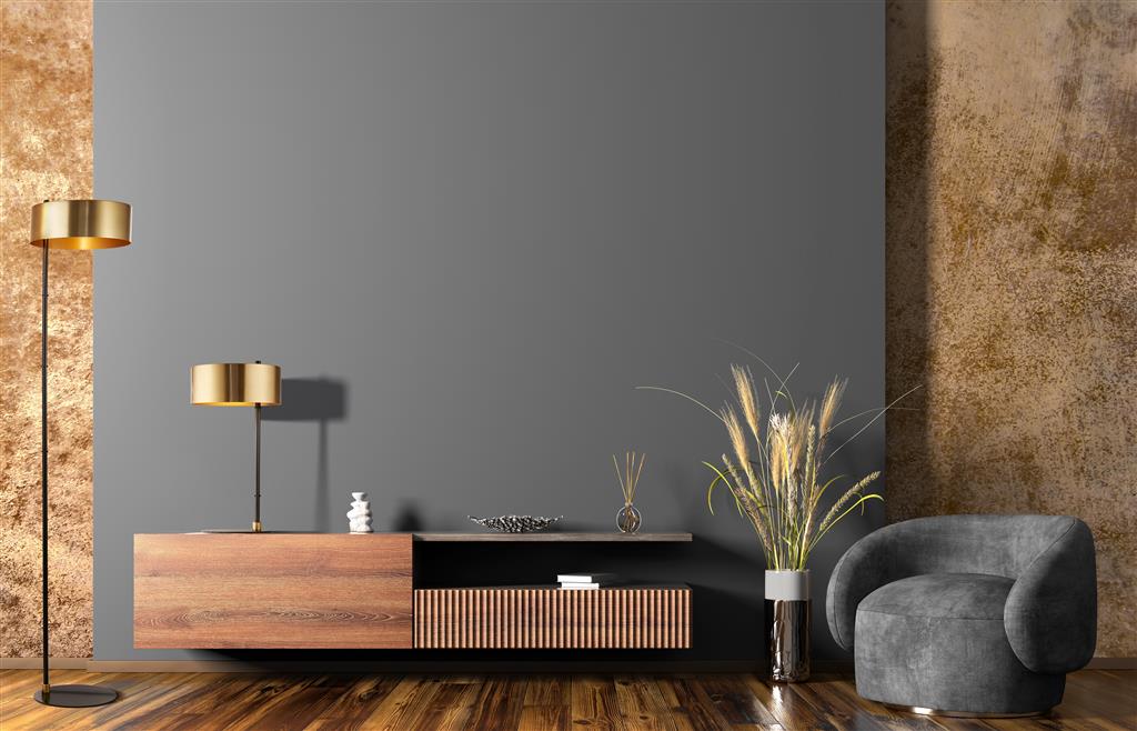 Knox Floor Lamp - Black & Gold Metal E27 - Image 2