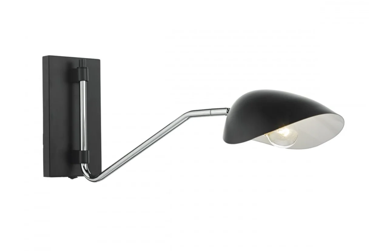 Krug 1Lt Wall Light Black &Polished Chrome - Promotional Offer