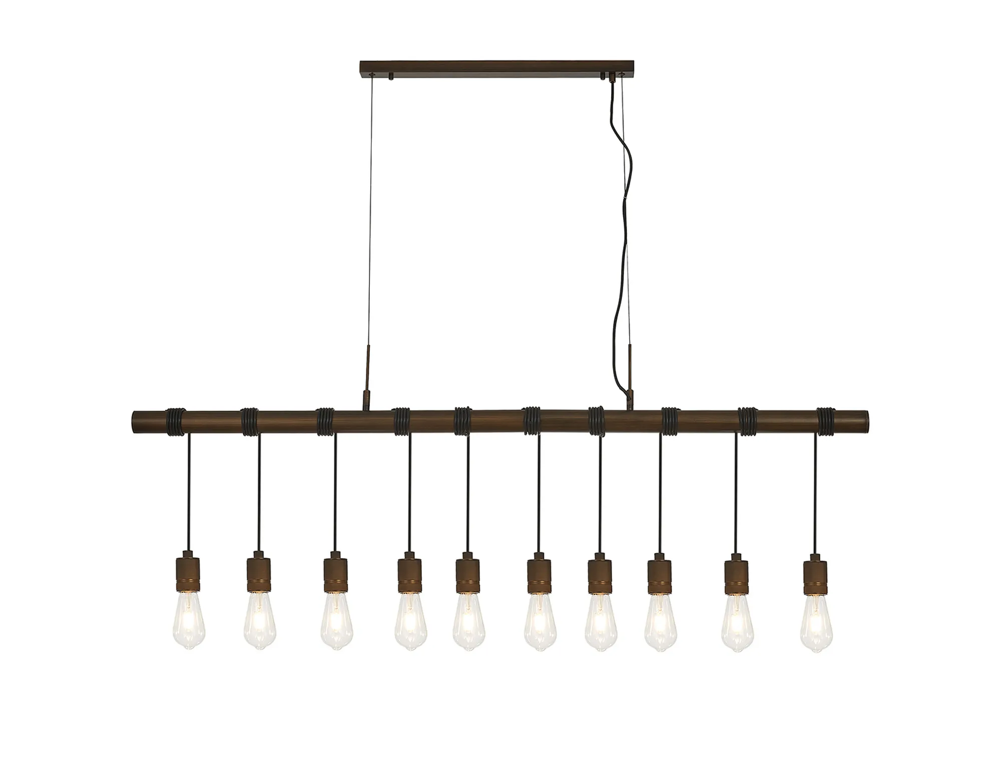 Kyoto 3/4/6/10Lt  Linear Pendant (FRAME ONLY)- Painted Matt Bronze/ Pewter Finishes - Image 9