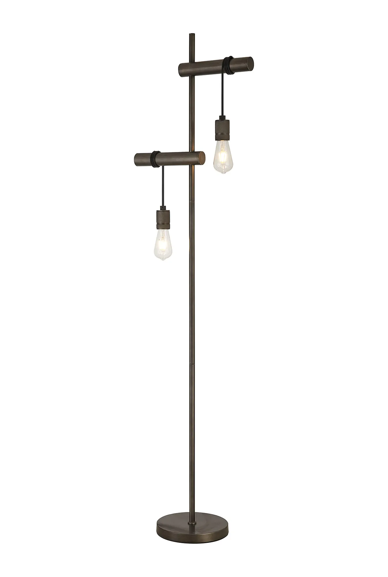 Kyoto Floor Lamp, 2 x E27- Painted Matt Bronze/ Pewter Finishes - Image 2