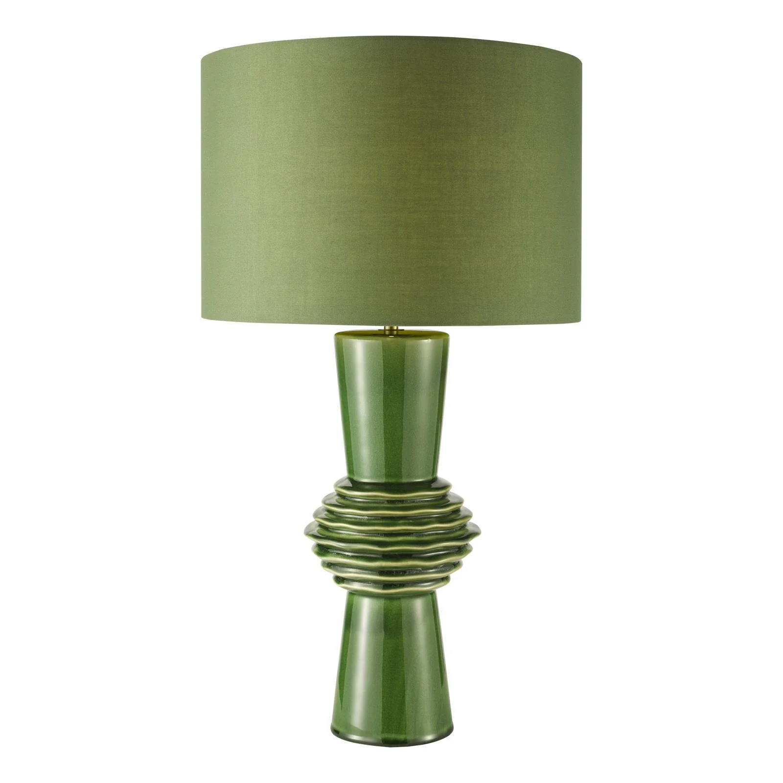 Lagle Table Lamp- Green and Antique Brass With Shade