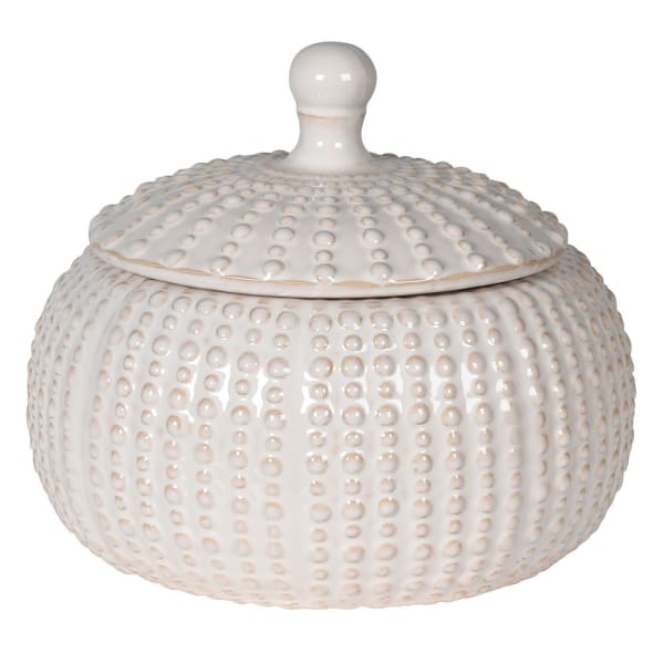 Large White Lidded Squat Jar with Lid