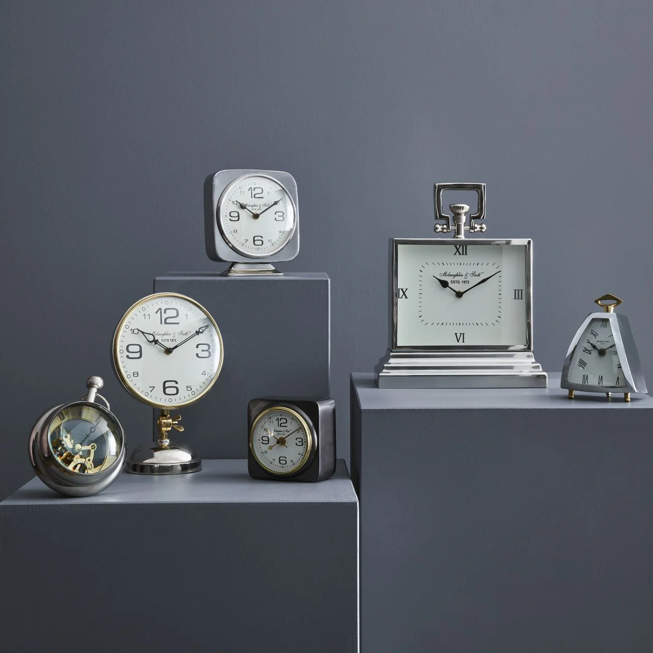 Latham Small/Medium Aluminium Rectangular Clock  - Silver  Nickel Finish - Image 3