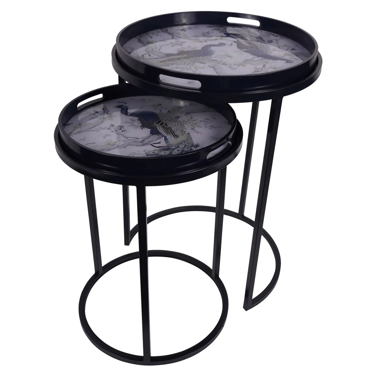 Belvedere Peacock Set Of 2 Side Tray Tables