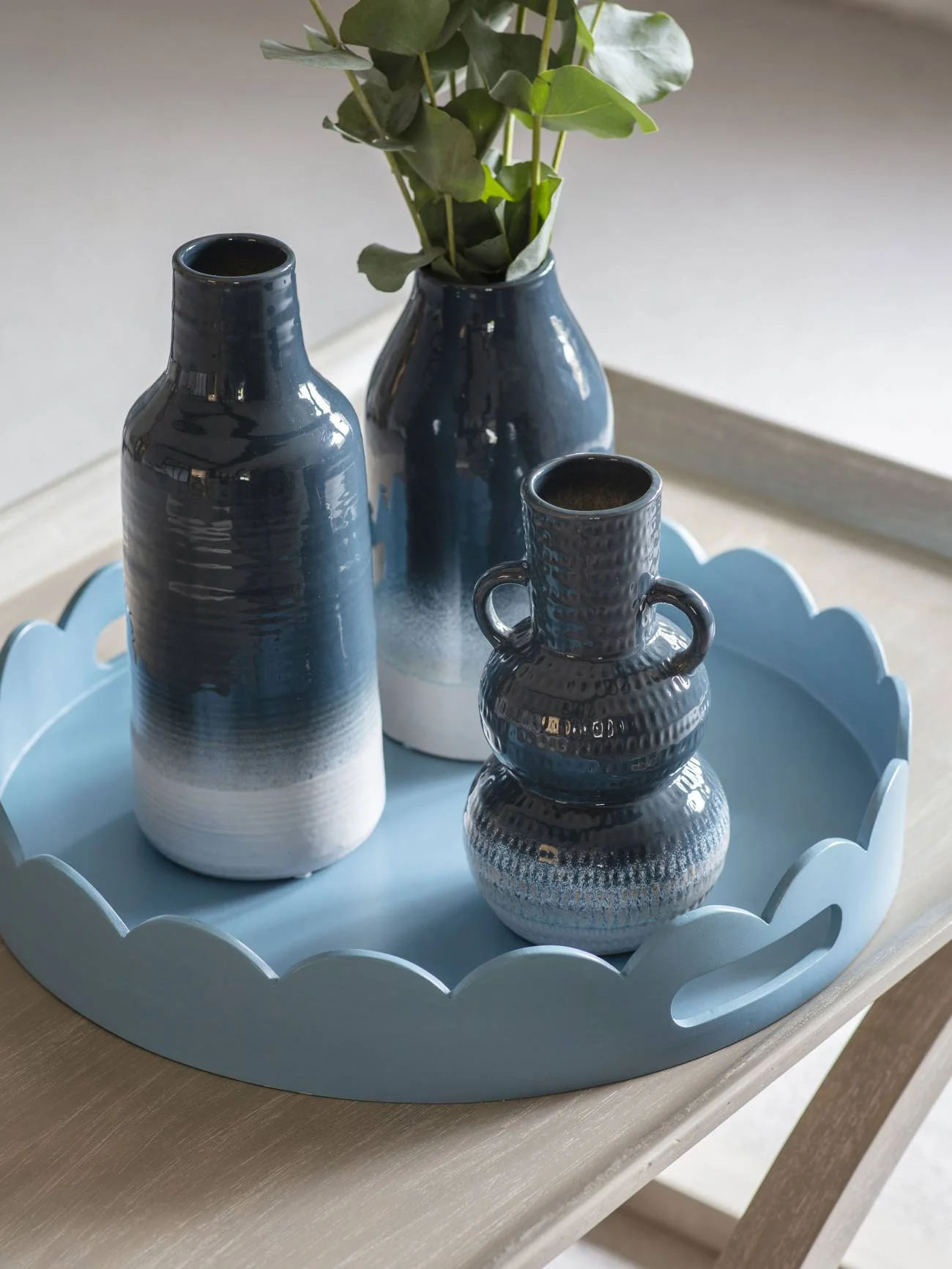 Blue Laneham Stoneware Vase - Large/Med/Small - Image 9