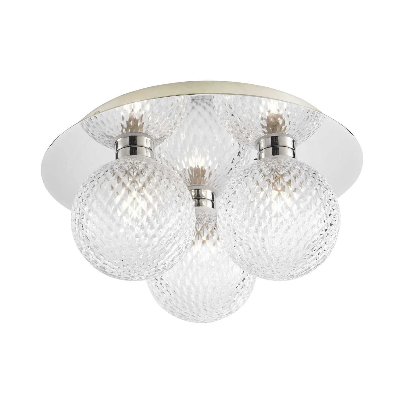 Prague 3lt Flush Bathroom Light Polished Chrome/Satin Brass Glass IP44