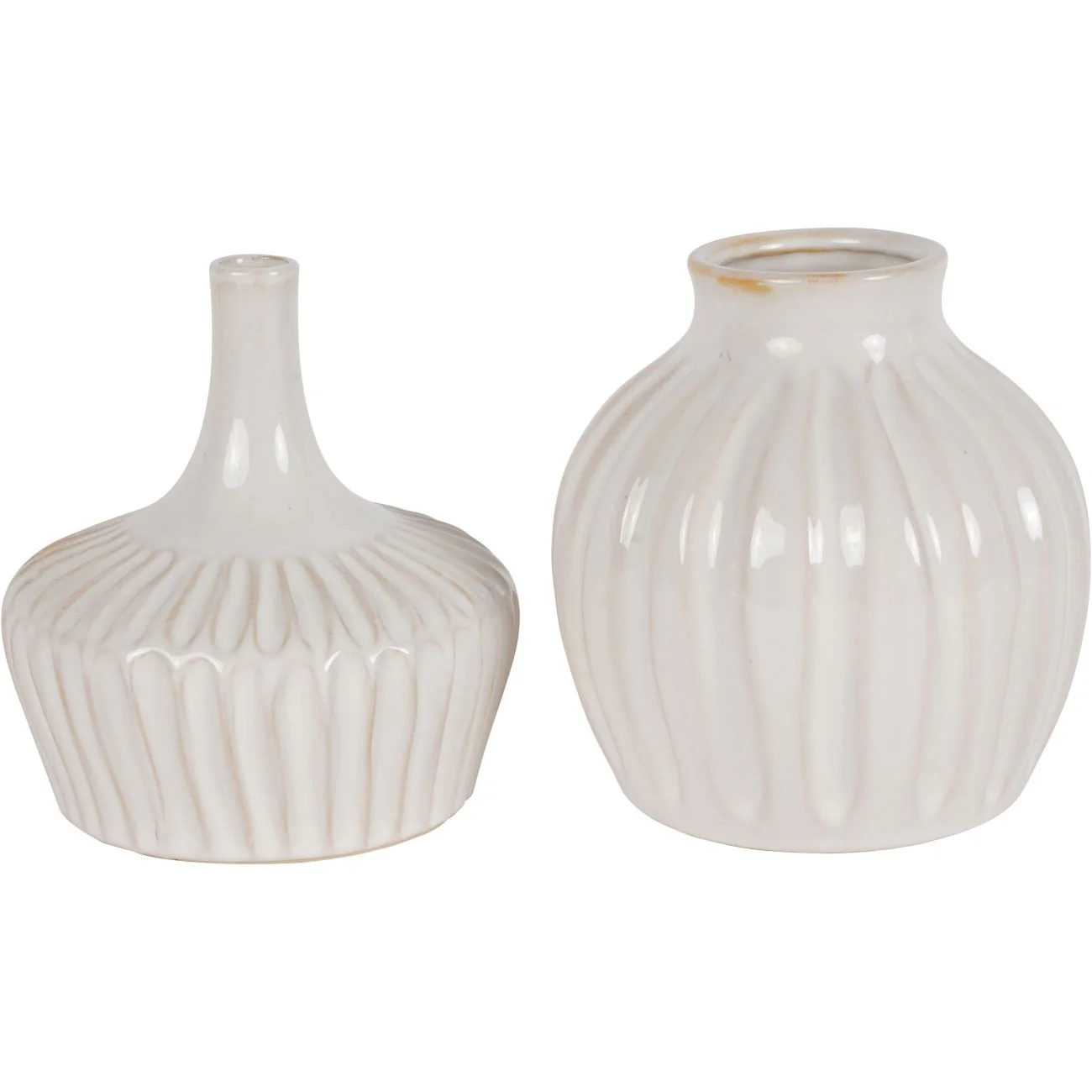 White Set Of Two Stoneware Vases