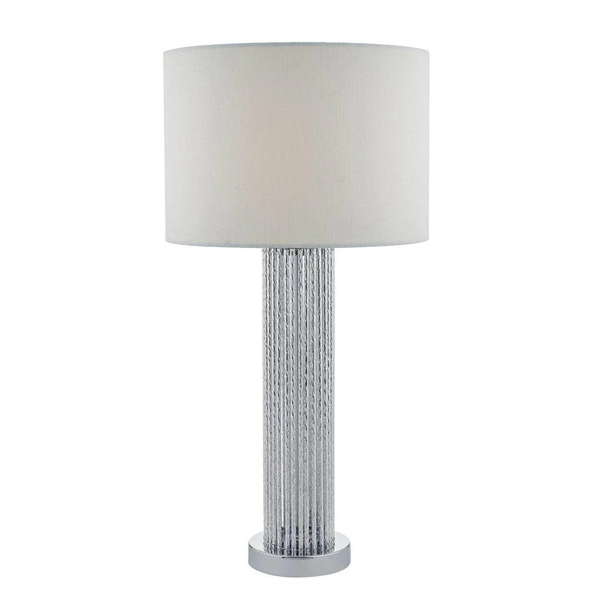 Lazio Table Lamp Silver C/W White Linen Shade