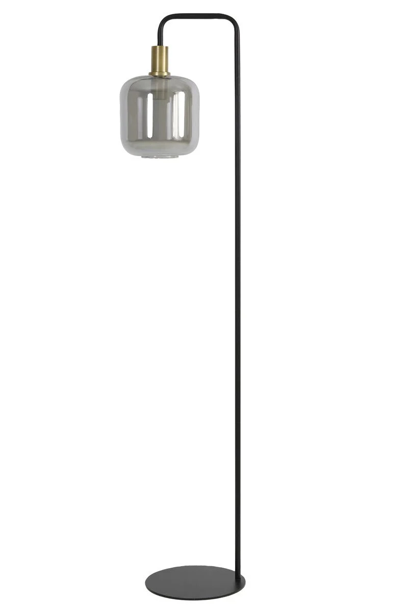 Lekar Floor Lamp 35.5cm - Antique Bronze & Smoked Glass Finish