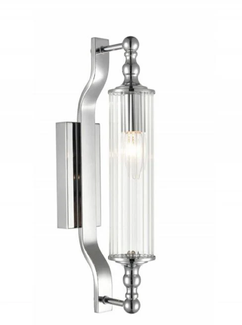 Lena | Chrome/Gold Bathroom Wall Bracket IP44 w/Clear Ribbed Glass