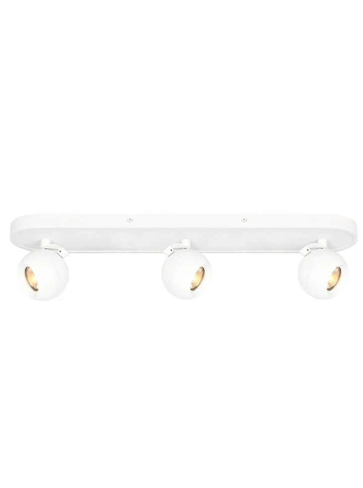 Lens 3/4lt Bar Spotlight - Matt White/Black & Brass
