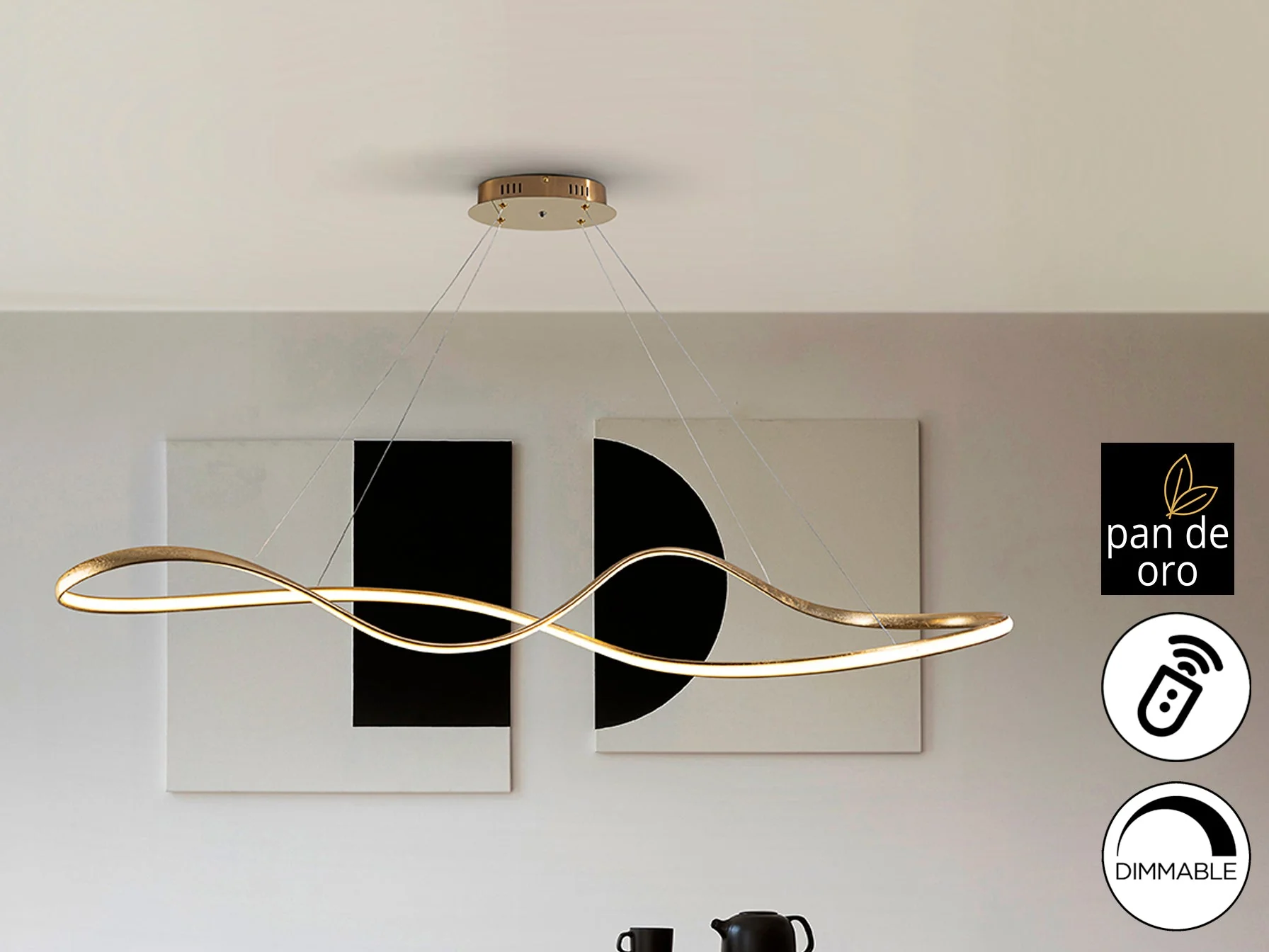 Lia Large LED Linear Pendant - Gold - Image 2