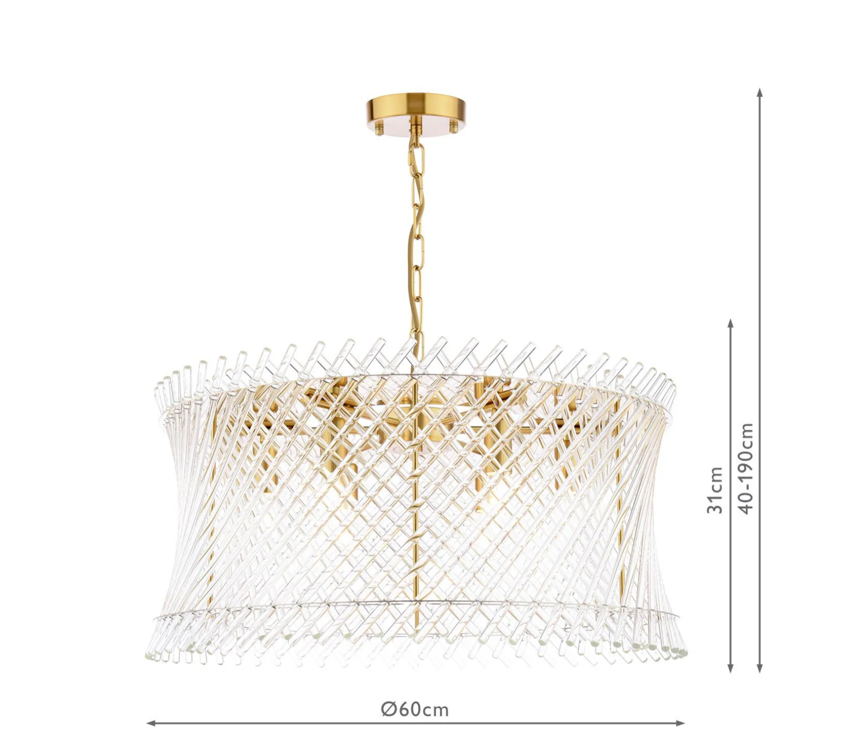 Loire 6 Light Pendant-  Natural Brass and Glass - Image 3