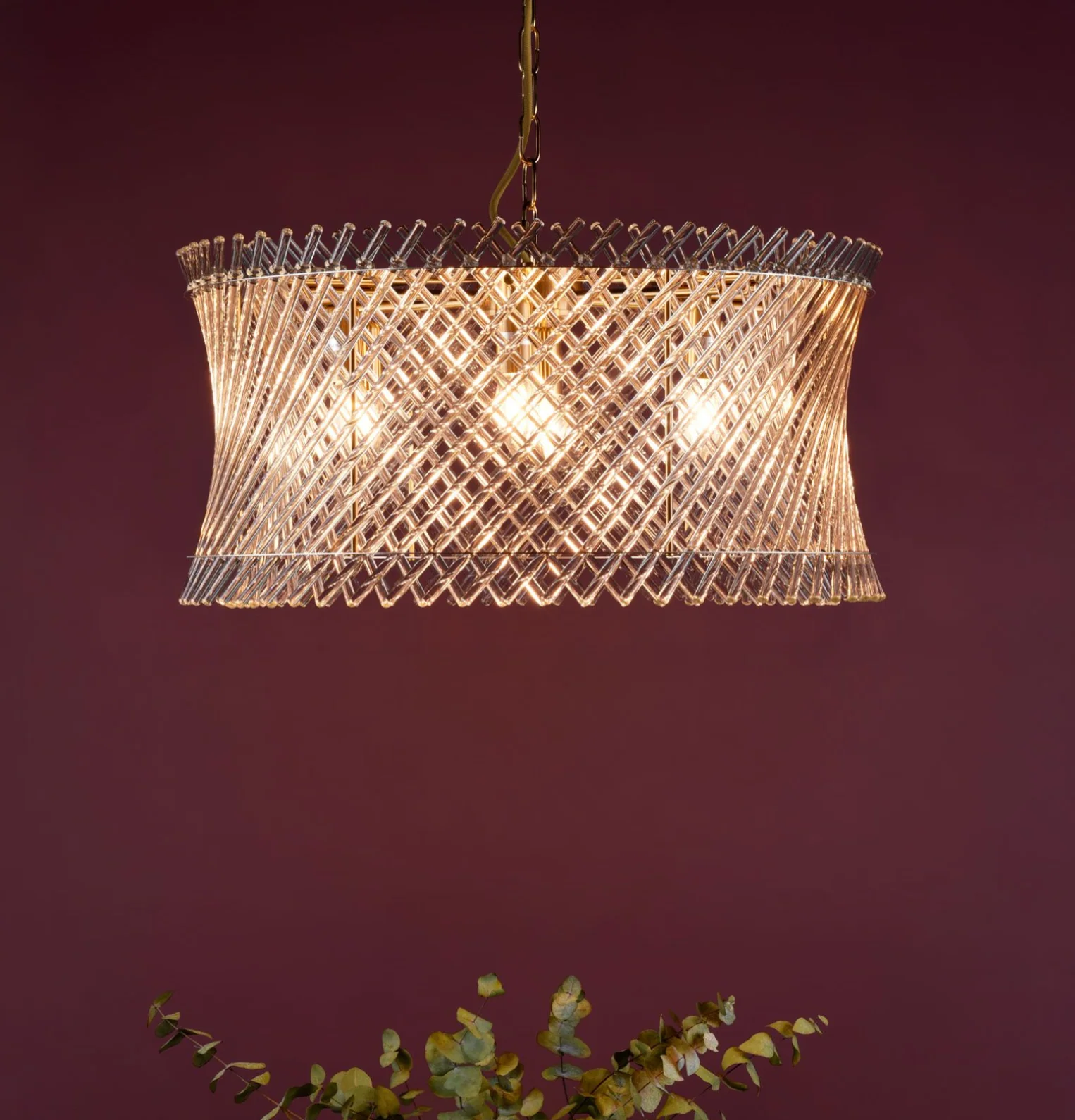 Loire 6 Light Pendant-  Natural Brass and Glass - Image 4