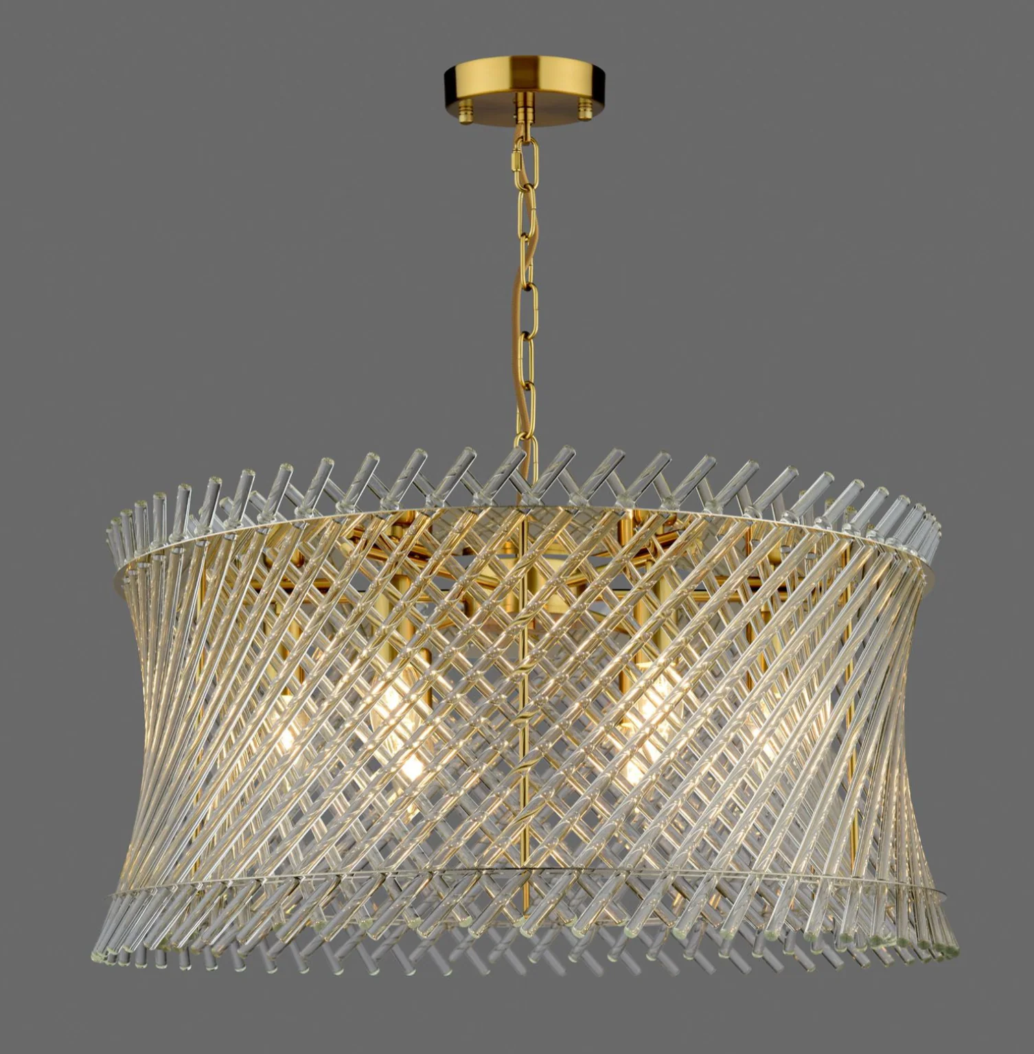 Loire 6 Light Pendant-  Natural Brass and Glass - Image 5